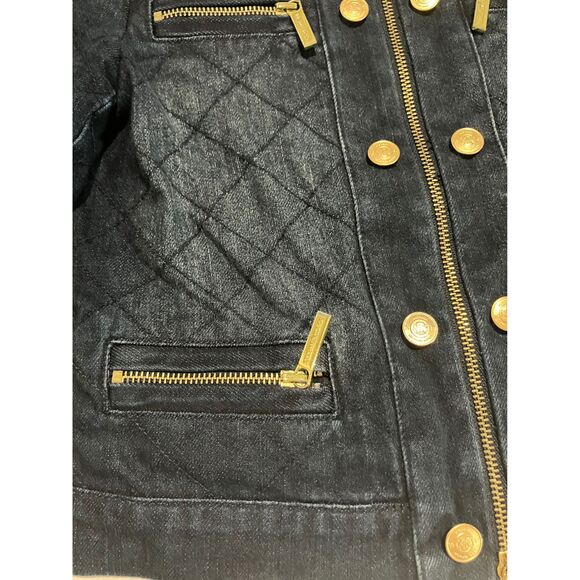 Michael Kors Quilted Denim Jacket with Gold Accents – Size XS - Picture 12 of 12